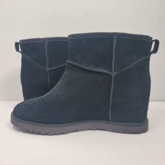 UGG Classic Femme Mini Women's Black Wedge Boots S/N 1104609 US Size 12 - Picture 5 of 9